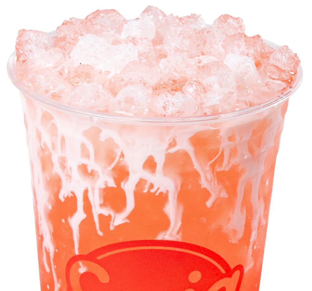 Autumn Blush: a pink and orange iced drink swirled with vanilla cream