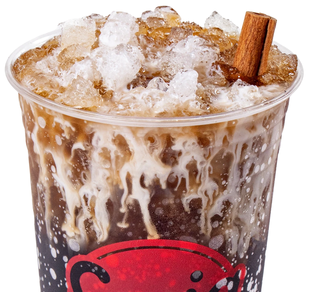 Spice Spice Baby: creamy Dr Pepper over ice with a cinnamon stick